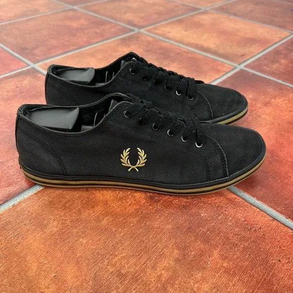 Fred Perry Black Embroidered Logo Lace-Up Rubber Sole Sneakers Size US 10 - Picture 12 of 13